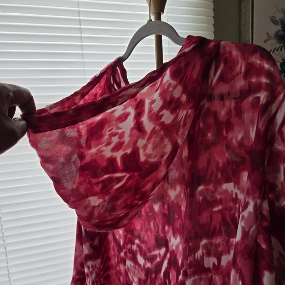 Cj banks sheer Hoodie/Blouse sz 2x Fushia/White - Picture 5 of 8